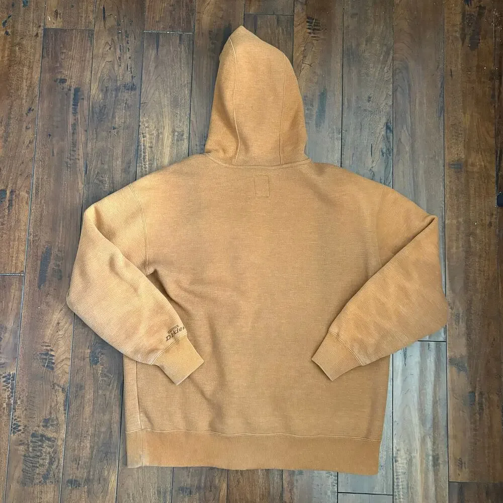 Dickies Thermal Hoodie Mens XL Brown Full Zip Lined Heavy Workwear Utility - Picture 8 of 9